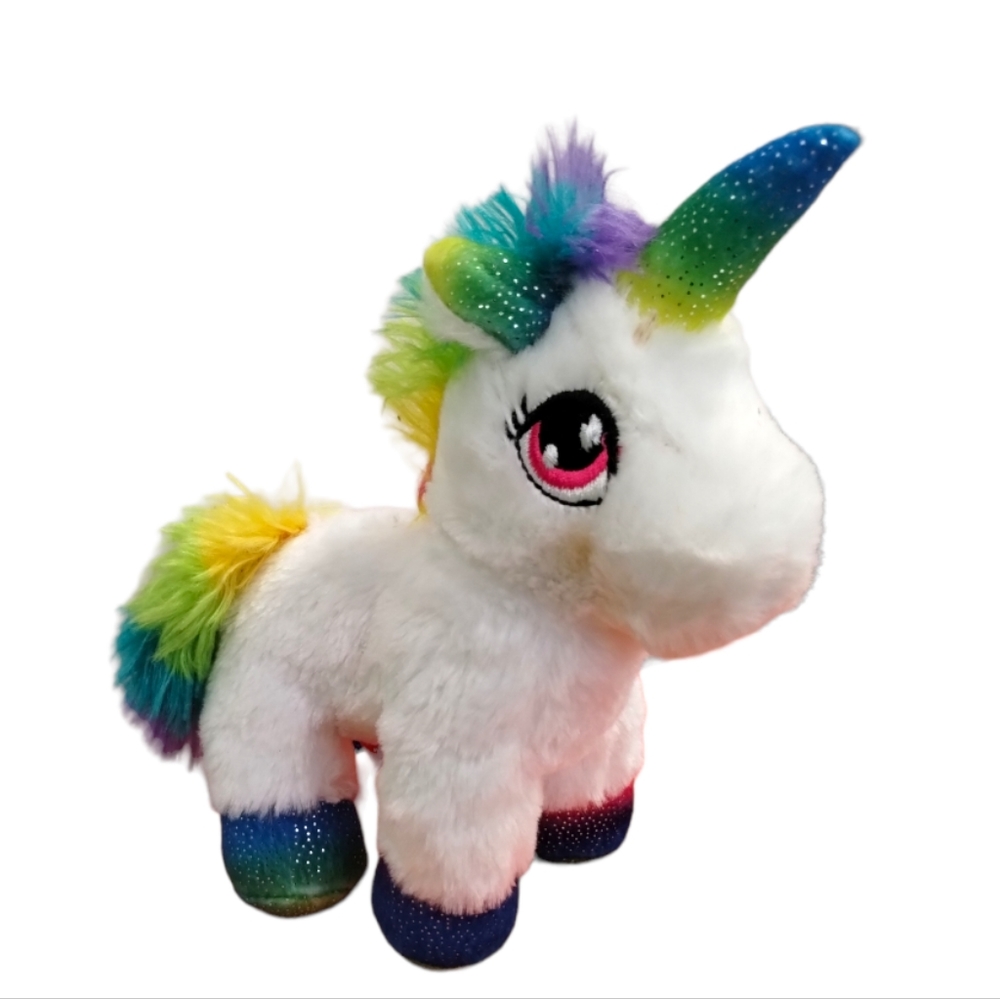 ✓Dan Dee Collectors Choice Unicorn Plush 8" Rainbow White Stuffed Animal